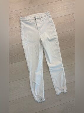 American Eagle Outfitters White Distressed Hem Jeans